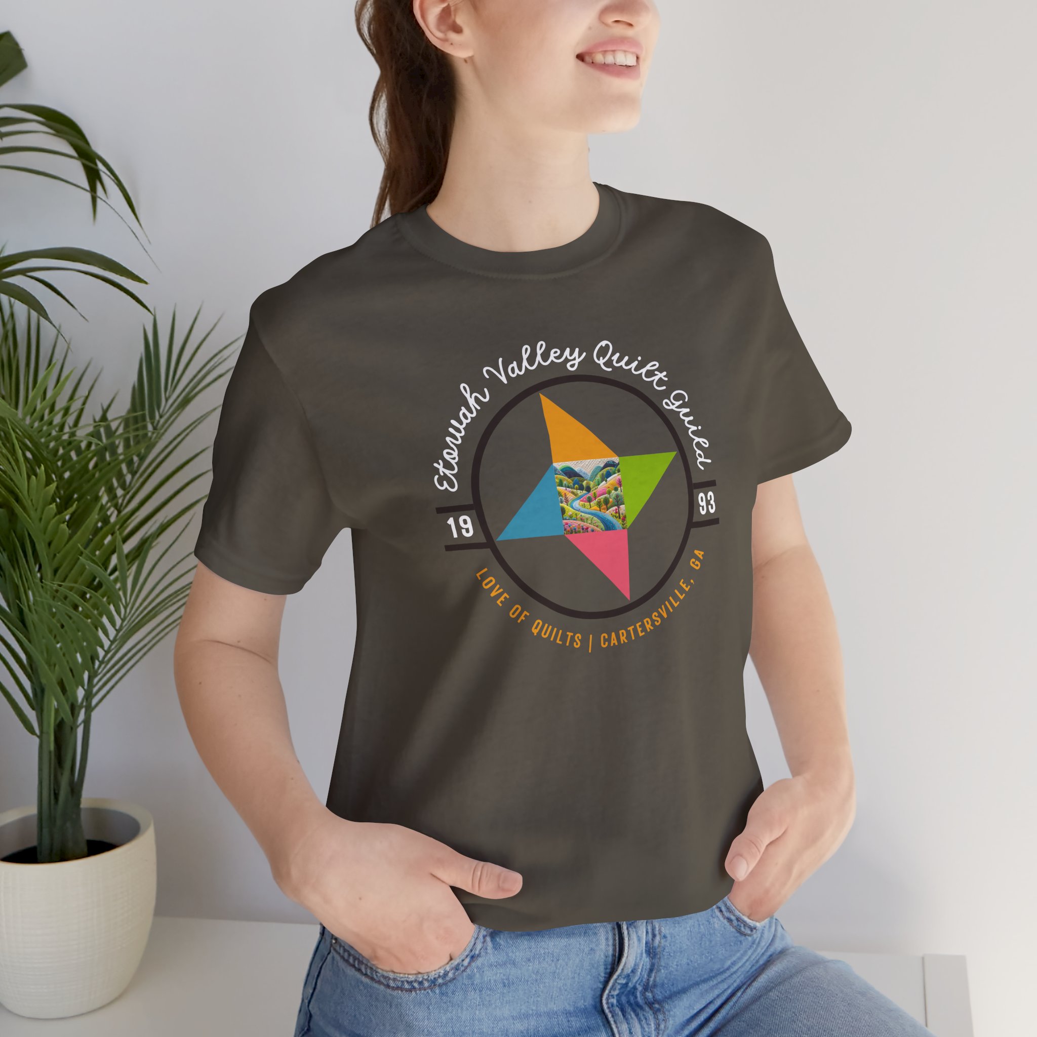 Etowah Valley Quilt Guild Circle Logo Bella Canvas Tee - Image 2