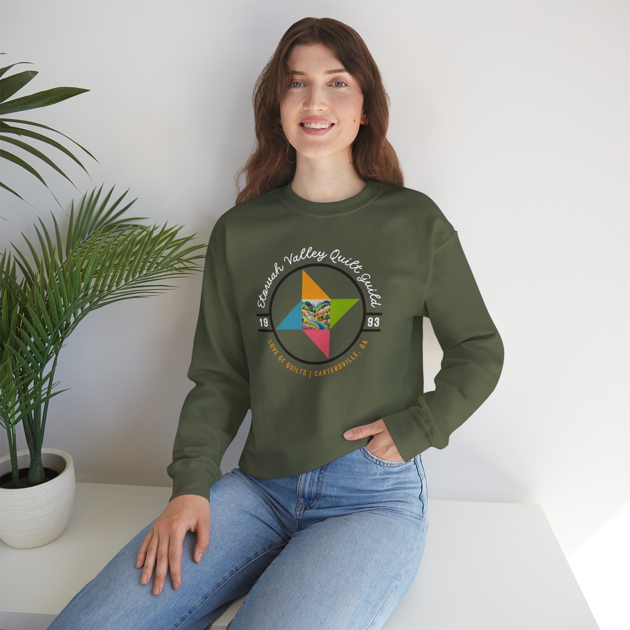 Etowah Valley Quilt Guild Circle Logo Crewneck Sweatshirt